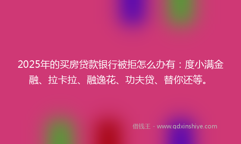 2025年的买房贷款银行被拒怎么办有：度小满金融、拉卡拉、融逸花、功夫贷、替你还等。