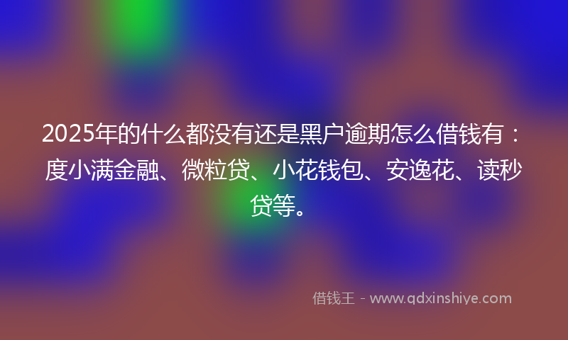 2025年的什么都没有还是黑户逾期怎么借钱有：度小满金融、微粒贷、小花钱包、安逸花、读秒贷等。