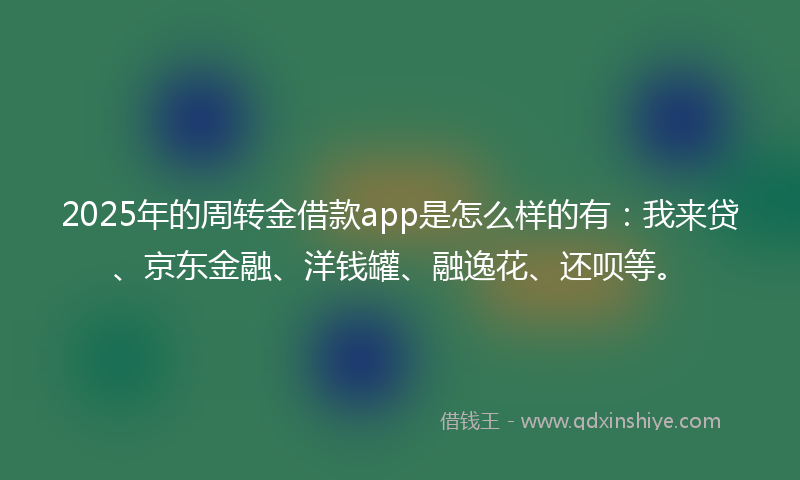 2025年的周转金借款app是怎么样的有：我来贷、京东金融、洋钱罐、融逸花、还呗等。