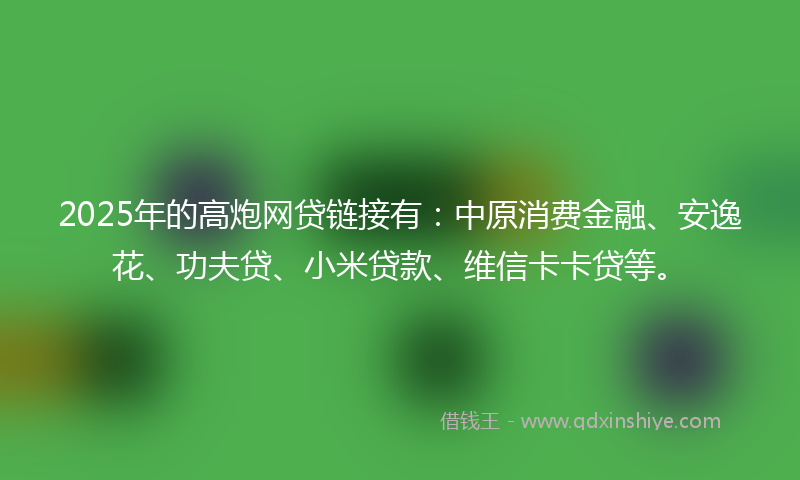 2025年的高炮网贷链接有：中原消费金融、安逸花、功夫贷、小米贷款、维信卡卡贷等。