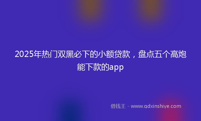 2025年热门双黑必下的小额贷款，盘点五个高炮能下款的app