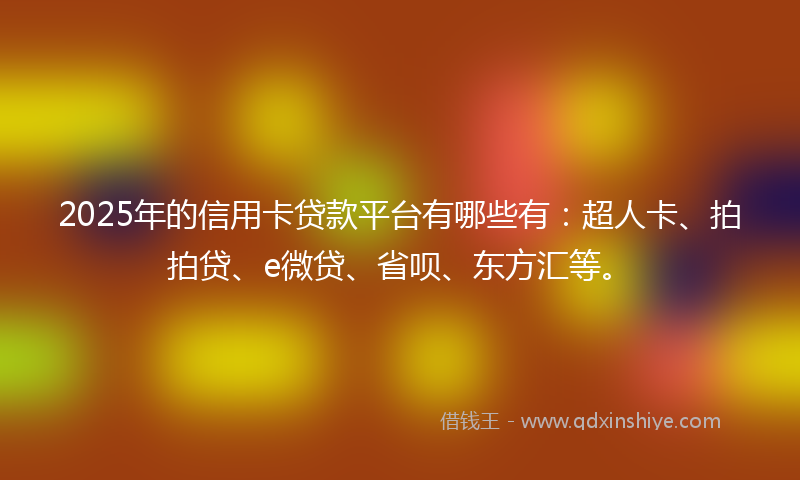 2025年的信用卡贷款平台有哪些有：超人卡、拍拍贷、e微贷、省呗、东方汇等。