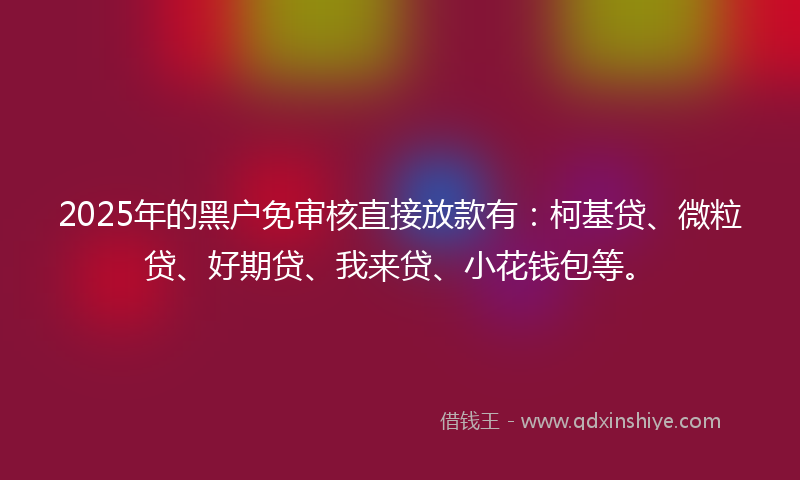 2025年的黑户免审核直接放款有：柯基贷、微粒贷、好期贷、我来贷、小花钱包等。