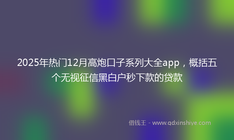 2025年热门12月高炮口子系列大全app，概括五个无视征信黑白户秒下款的贷款