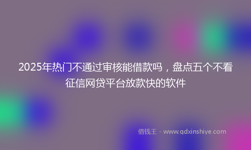 2025年热门不通过审核能借款吗，盘点五个不看征信网贷平台放款快的软件