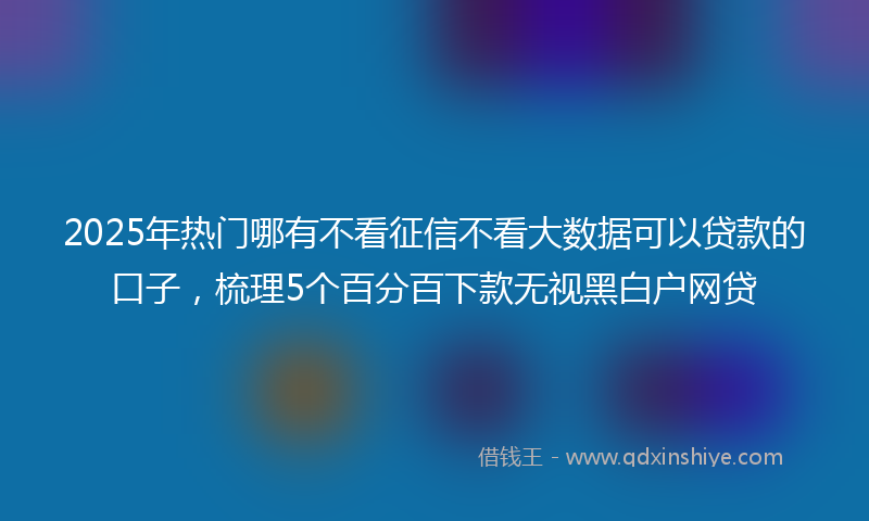 2025年热门哪有不看征信不看大数据可以贷款的口子，梳理5个百分百下款无视黑白户网贷