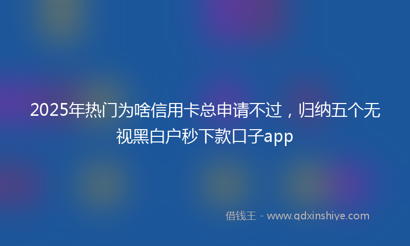 2025年热门为啥信用卡总申请不过，归纳五个无视黑白户秒下款口子app