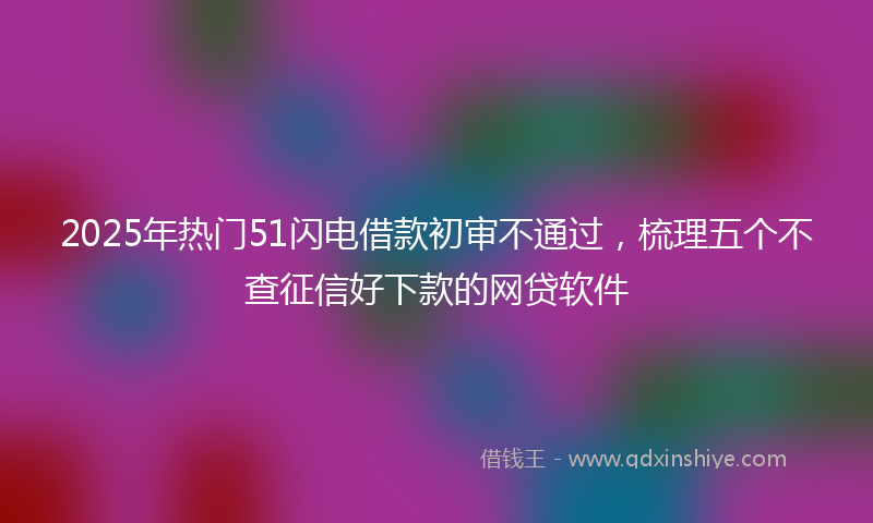 2025年热门51闪电借款初审不通过，梳理五个不查征信好下款的网贷软件