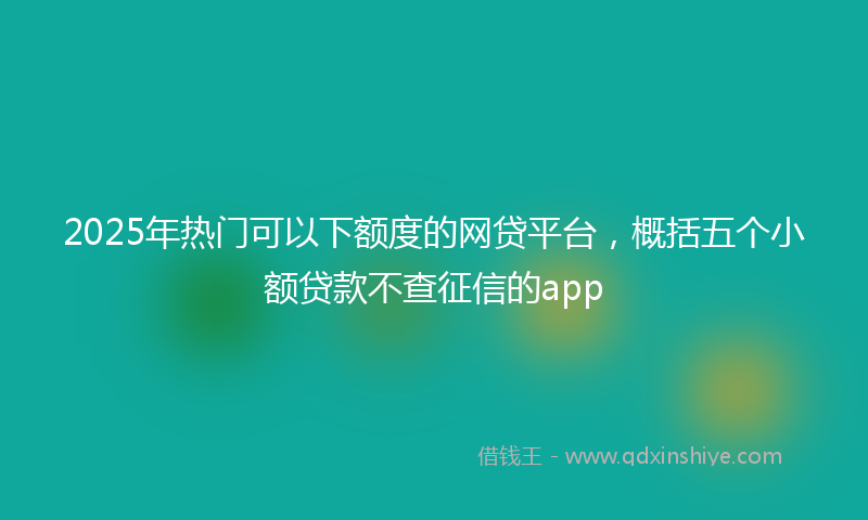 2025年热门可以下额度的网贷平台，概括五个小额贷款不查征信的app