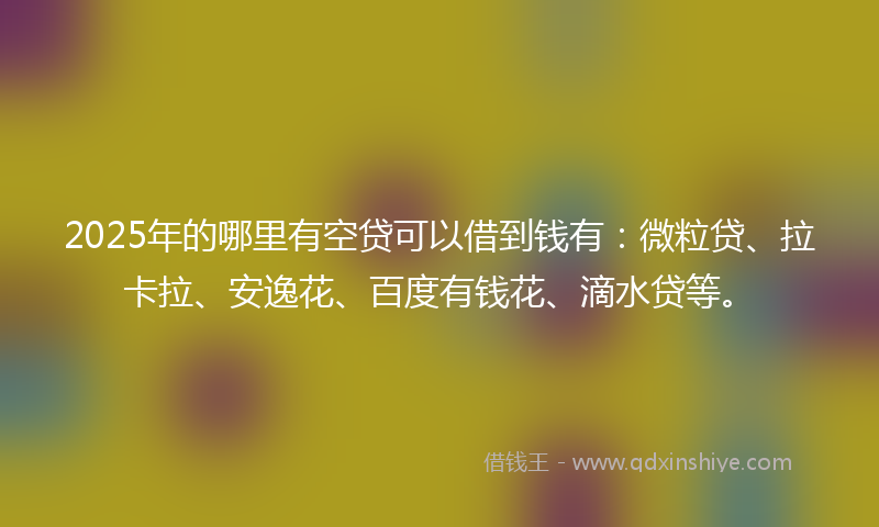 2025年的哪里有空贷可以借到钱有：微粒贷、拉卡拉、安逸花、百度有钱花、滴水贷等。