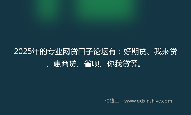 2025年的专业网贷口子论坛有：好期贷、我来贷、惠商贷、省呗、你我贷等。