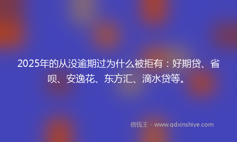 2025年的从没逾期过为什么被拒有：好期贷、省呗、安逸花、东方汇、滴水贷等。
