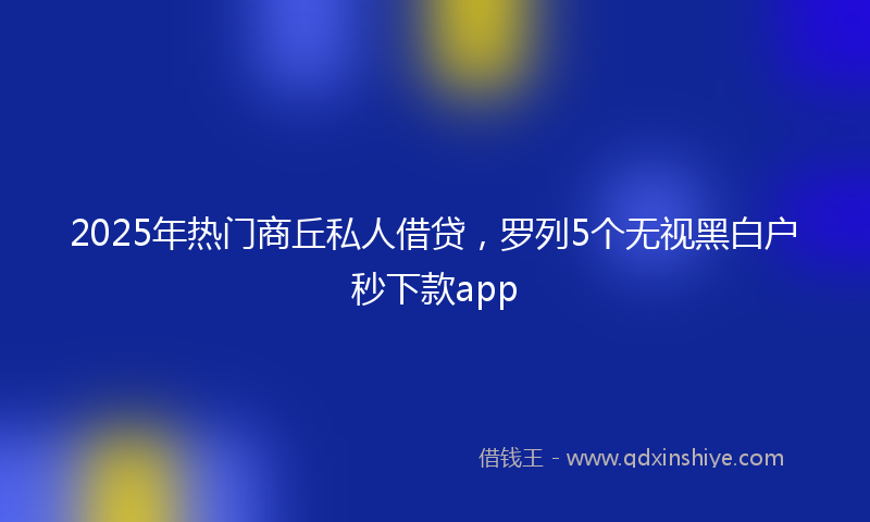 2025年热门商丘私人借贷，罗列5个无视黑白户秒下款app