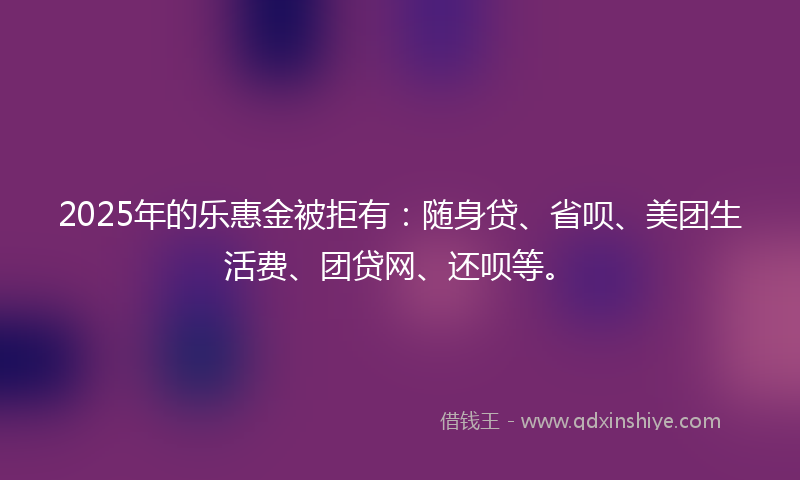 2025年的乐惠金被拒有：随身贷、省呗、美团生活费、团贷网、还呗等。