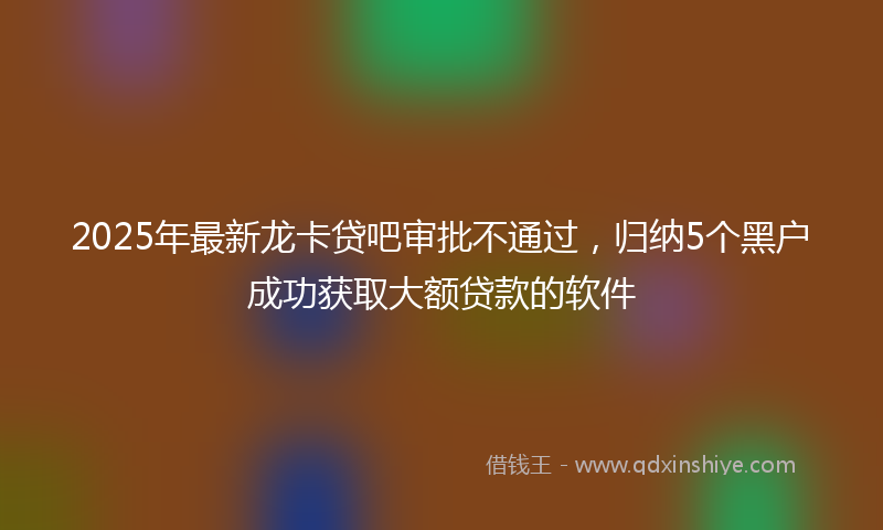 2025年最新龙卡贷吧审批不通过，归纳5个黑户成功获取大额贷款的软件