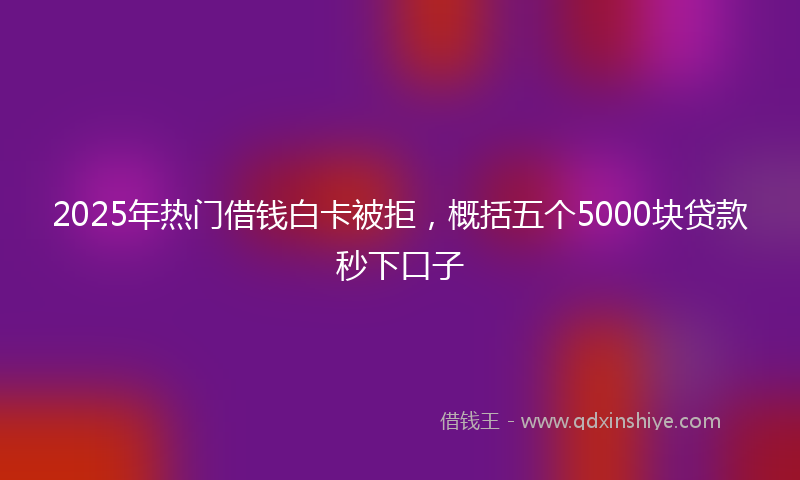2025年热门借钱白卡被拒，概括五个5000块贷款秒下口子