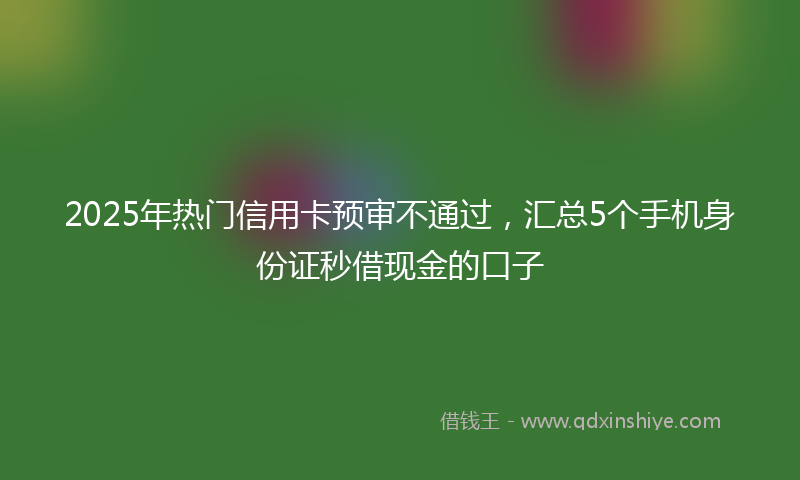 2025年热门信用卡预审不通过，汇总5个手机身份证秒借现金的口子