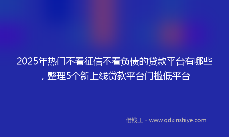 2025年热门不看征信不看负债的贷款平台有哪些，整理5个新上线贷款平台门槛低平台