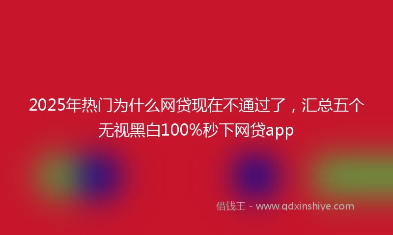 2025年热门为什么网贷现在不通过了，汇总五个无视黑白100%秒下网贷app