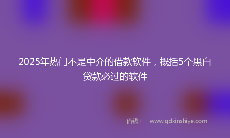2025年热门不是中介的借款软件，概括5个黑白贷款必过的软件