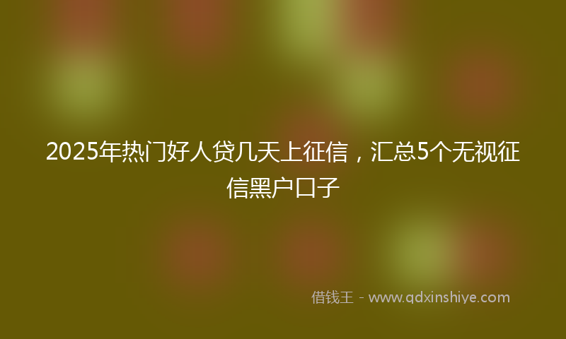 2025年热门好人贷几天上征信，汇总5个无视征信黑户口子