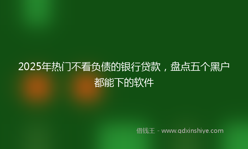 2025年热门不看负债的银行贷款，盘点五个黑户都能下的软件