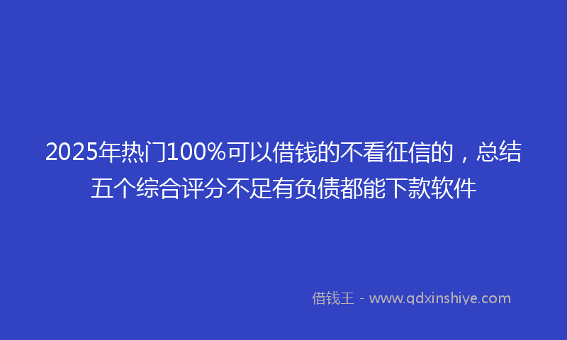 2025年热门100%可以借钱的不看征信的，总结五个综合评分不足有负债都能下款软件