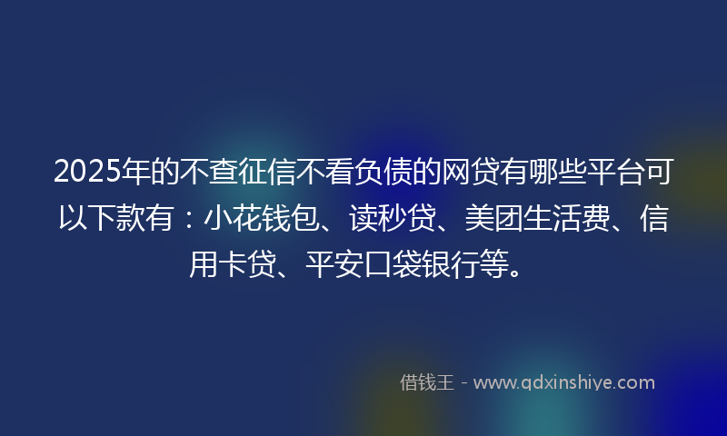2025年的不查征信不看负债的网贷有哪些平台可以下款有：小花钱包、读秒贷、美团生活费、信用卡贷、平安口袋银行等。