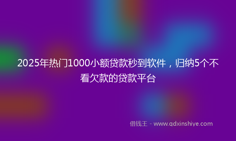 2025年热门1000小额贷款秒到软件，归纳5个不看欠款的贷款平台