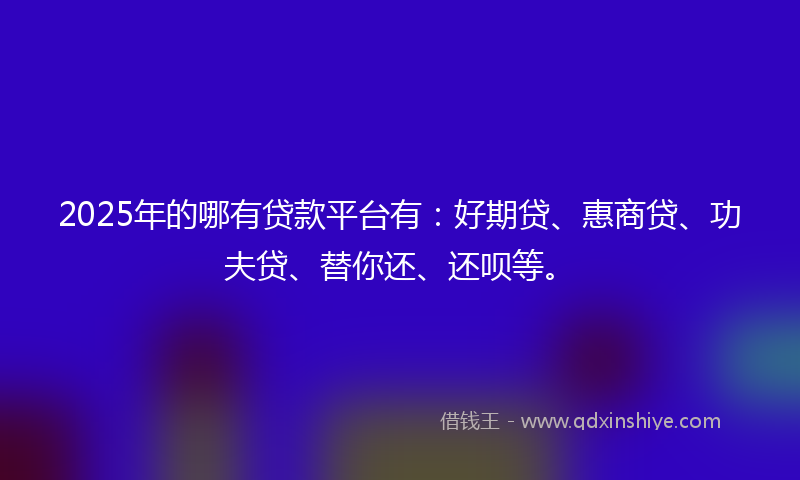 2025年的哪有贷款平台有：好期贷、惠商贷、功夫贷、替你还、还呗等。