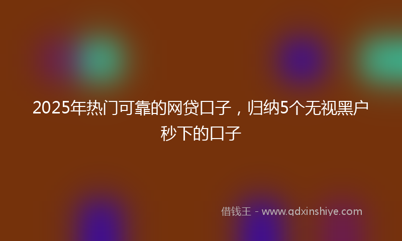 2025年热门可靠的网贷口子，归纳5个无视黑户秒下的口子