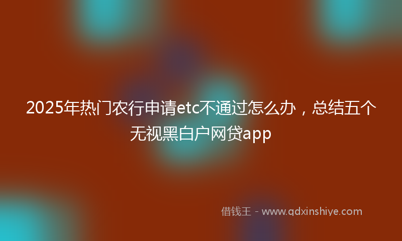 2025年热门农行申请etc不通过怎么办，总结五个无视黑白户网贷app