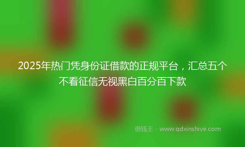 2025年热门凭身份证借款的正规平台，汇总五个不看征信无视黑白百分百下款