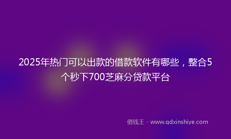 2025年热门可以出款的借款软件有哪些，整合5个秒下700芝麻分贷款平台