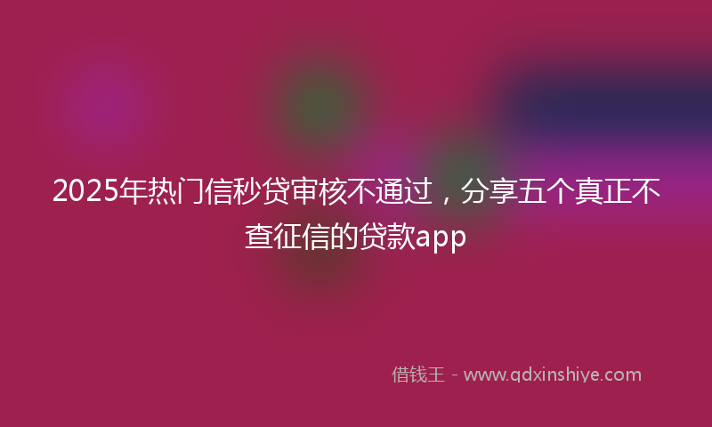 2025年热门信秒贷审核不通过，分享五个真正不查征信的贷款app