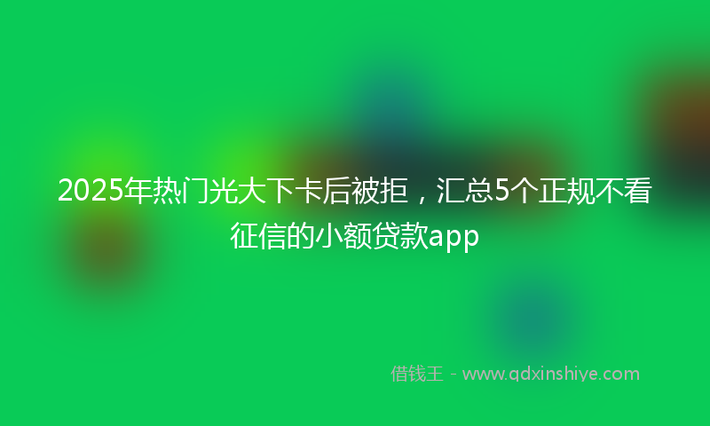 2025年热门光大下卡后被拒，汇总5个正规不看征信的小额贷款app