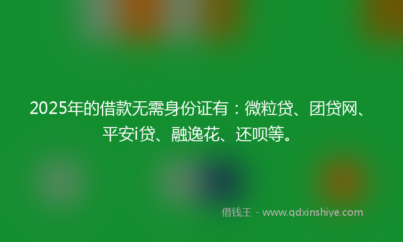 2025年的借款无需身份证有：微粒贷、团贷网、平安i贷、融逸花、还呗等。