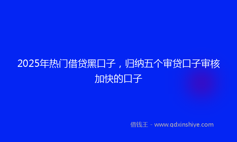2025年热门借贷黑口子，归纳五个审贷口子审核加快的口子