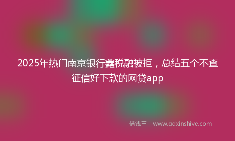 2025年热门南京银行鑫税融被拒，总结五个不查征信好下款的网贷app