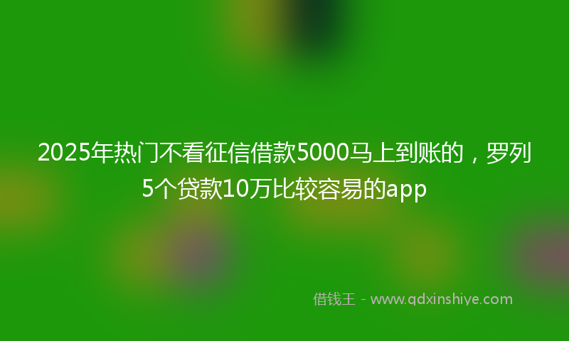 2025年热门不看征信借款5000马上到账的，罗列5个贷款10万比较容易的app