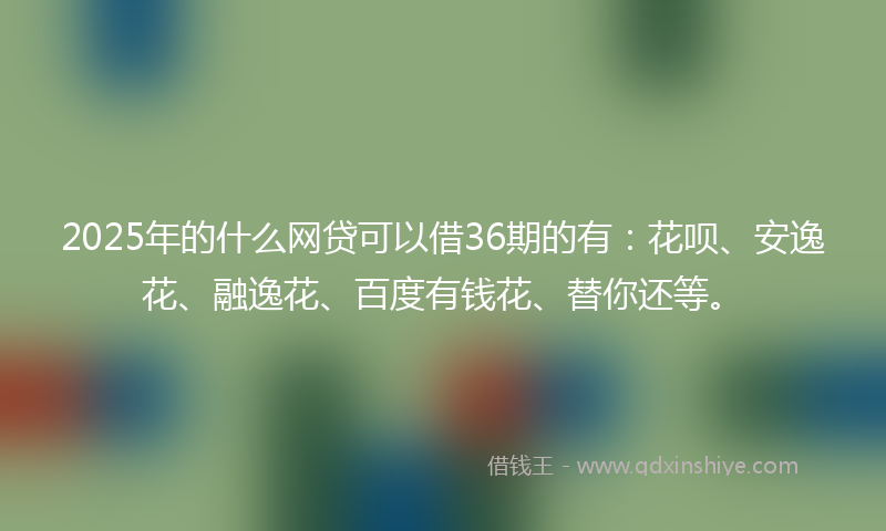 2025年的什么网贷可以借36期的有：花呗、安逸花、融逸花、百度有钱花、替你还等。