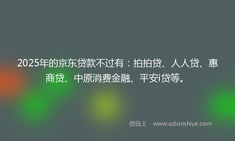 2025年的京东贷款不过有：拍拍贷、人人贷、惠商贷、中原消费金融、平安i贷等。