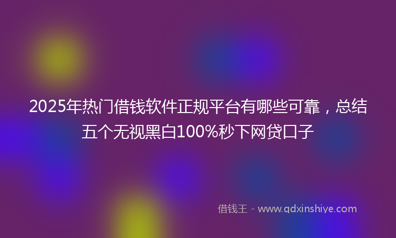 2025年热门借钱软件正规平台有哪些可靠，总结五个无视黑白100%秒下网贷口子