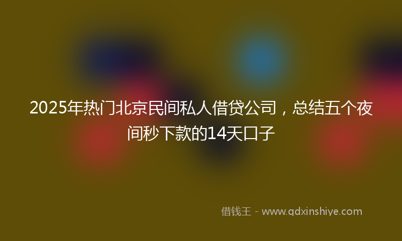 2025年热门北京民间私人借贷公司，总结五个夜间秒下款的14天口子