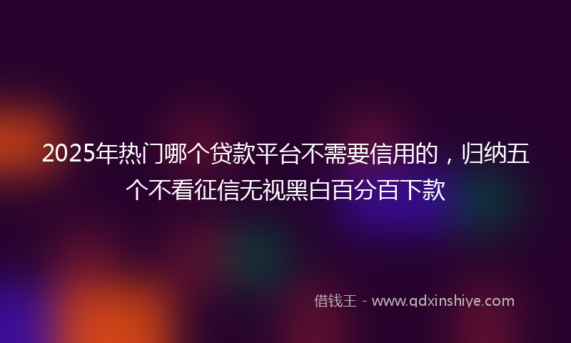 2025年热门哪个贷款平台不需要信用的，归纳五个不看征信无视黑白百分百下款