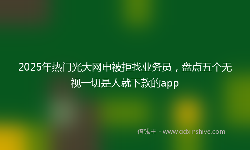 2025年热门光大网申被拒找业务员,盘点五个无视一切是人就下款的app
