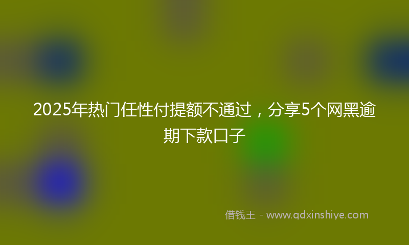 2025年热门任性付提额不通过，分享5个网黑逾期下款口子