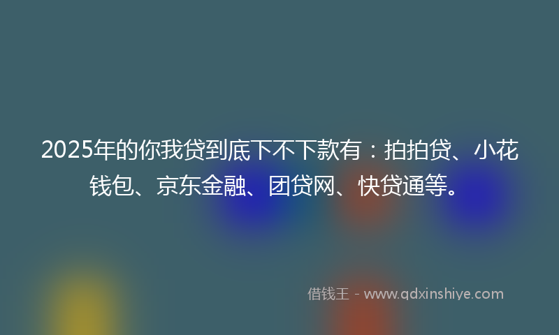 2025年的你我贷到底下不下款有：拍拍贷、小花钱包、京东金融、团贷网、快贷通等。