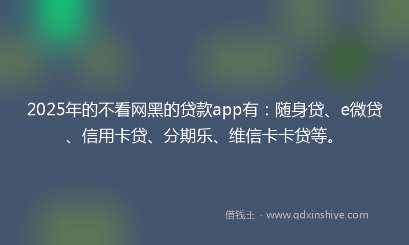 2025年的不看网黑的贷款app有：随身贷、e微贷、信用卡贷、分期乐、维信卡卡贷等。