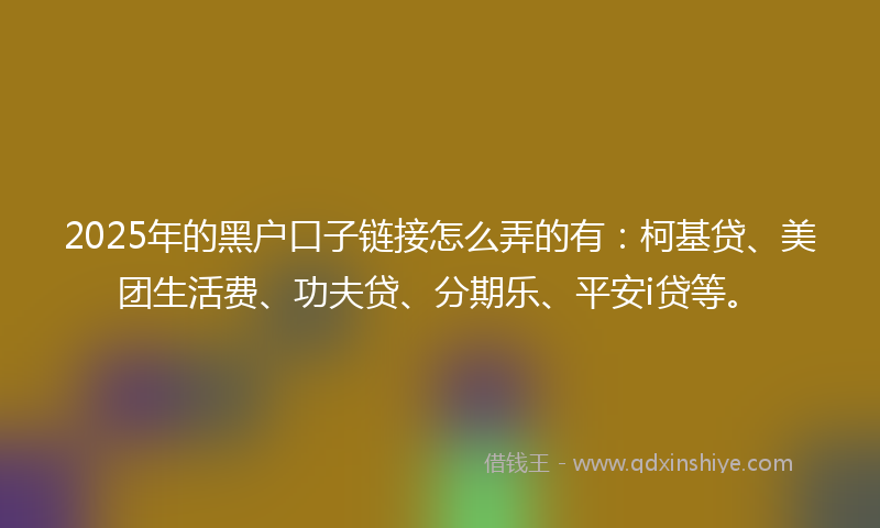 2025年的黑户口子链接怎么弄的有：柯基贷、美团生活费、功夫贷、分期乐、平安i贷等。